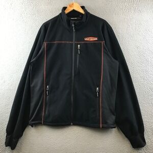 Harley Davidson Riding Gear Fleece Jacket Full Zip Mens XL Black Orange